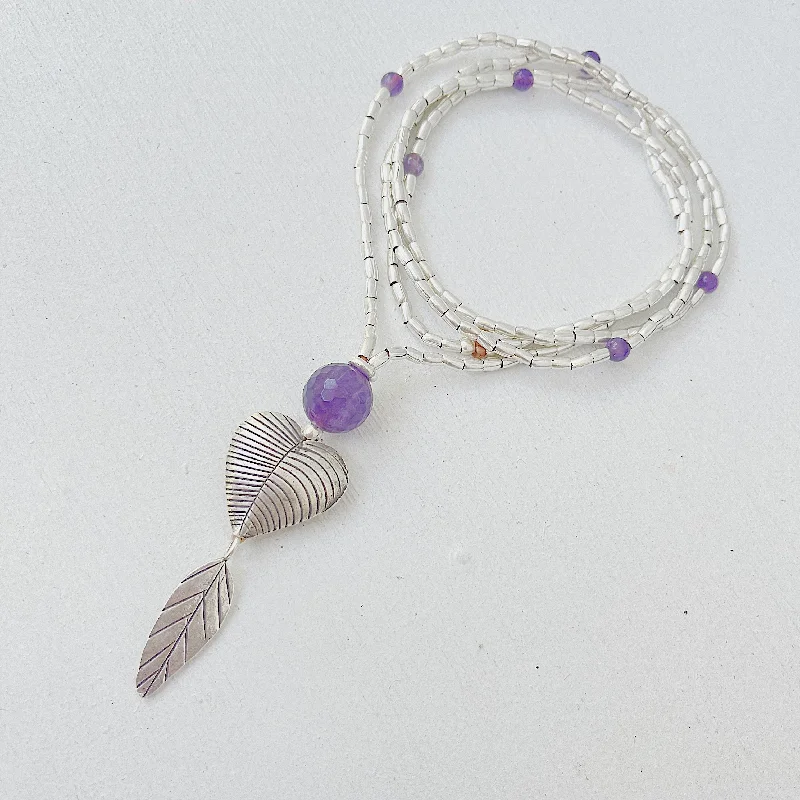 women’s vintage-style necklaces -AMETHYST LOVE NECKLACE