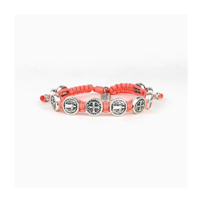 ethnic bangles for women -Benedictine Blessing Bracelet - Silver/Peach