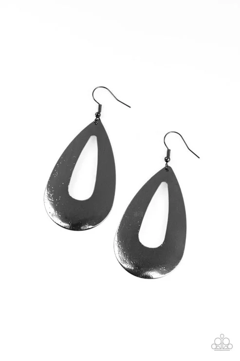 women’s crystal stud earrings -Hand It OVAL Black Earring