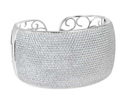 colorful bracelets for women -18kt White Gold Pavé Diamond Cuff Bracelet (22.70 ctw)