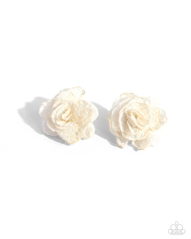 women’s drop earrings -Tulle Twist - White