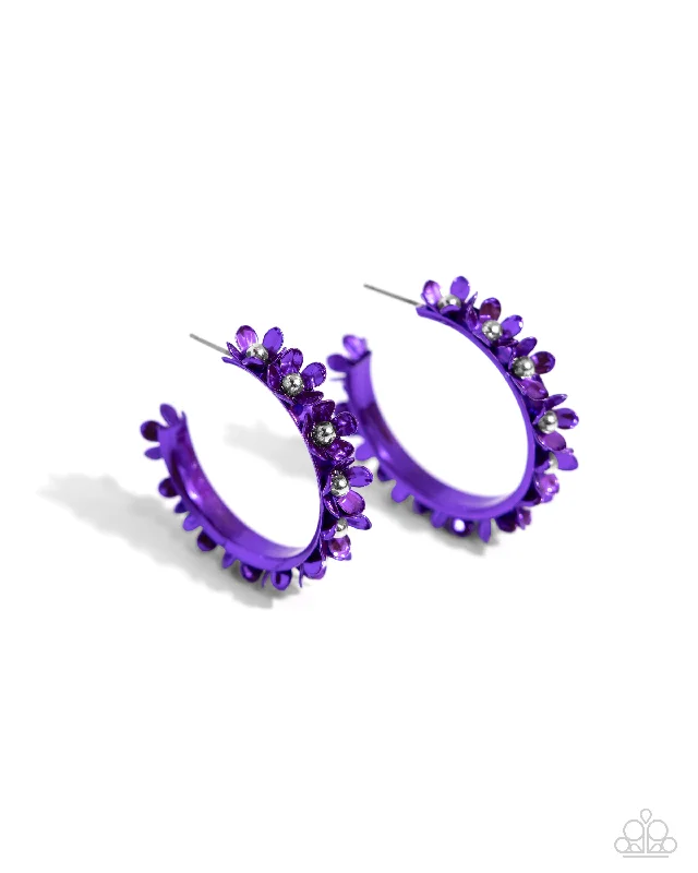 women’s vintage earrings -Fashionable Flower Crown - Purple