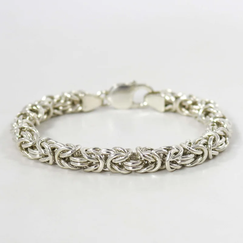 designer charm bracelets for women -Silver “Byzantine” Bracelet