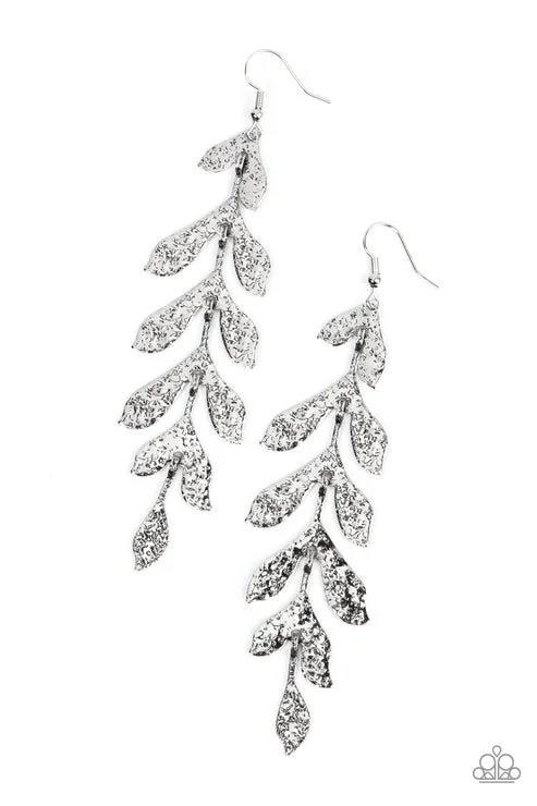 women’s gemstone drop earrings -Lead From The FROND Silver Earring