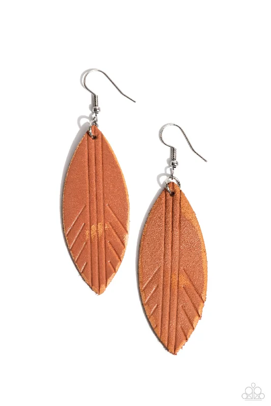 women’s crystal earrings -Leather Lounge - Brown