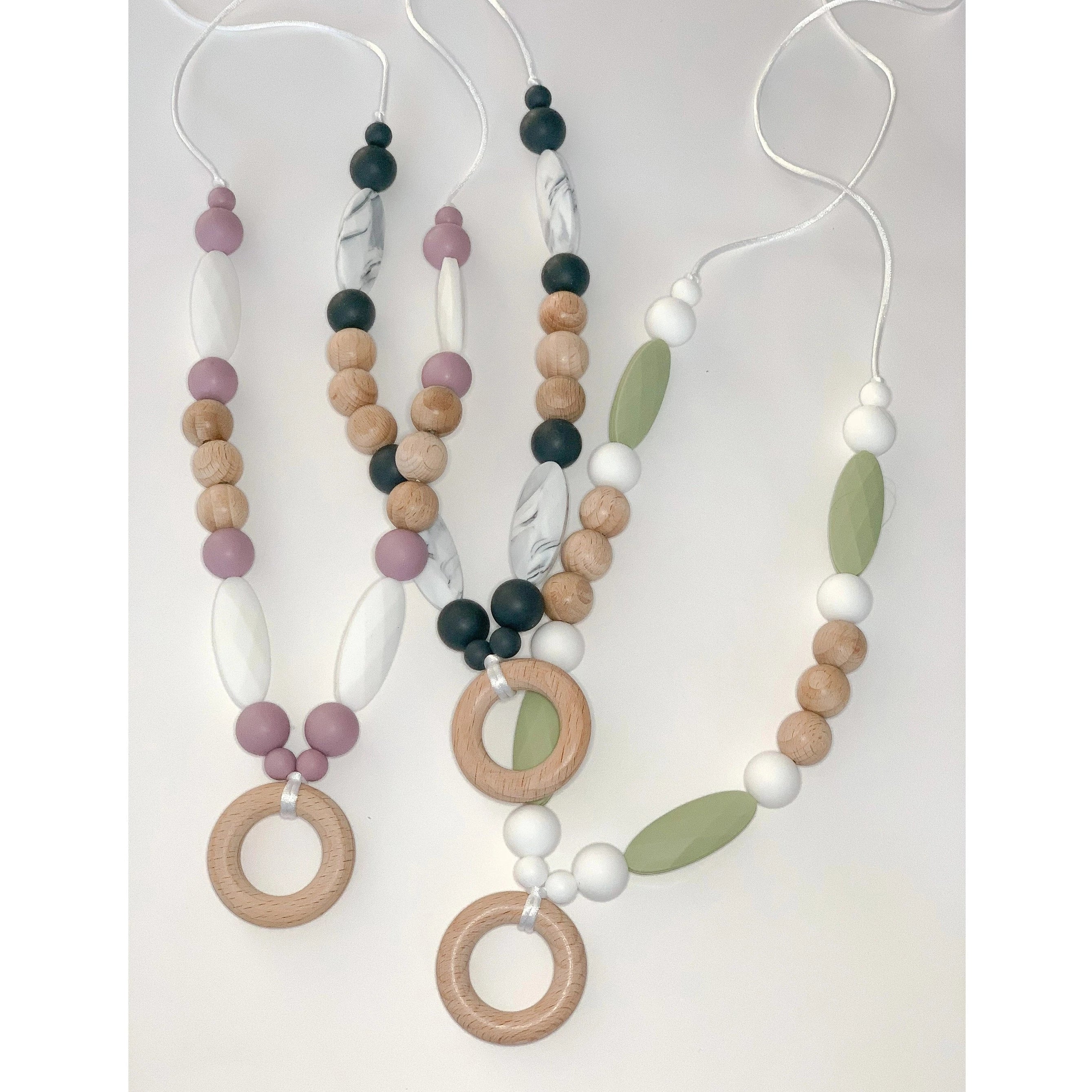 women’s engraved necklaces -The Lane Teething Necklace - Three Styles