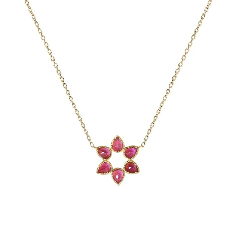 women’s elegant pendant necklaces -Color Nova Star Necklace Pink Tourmaline - 18k Yellow Gold