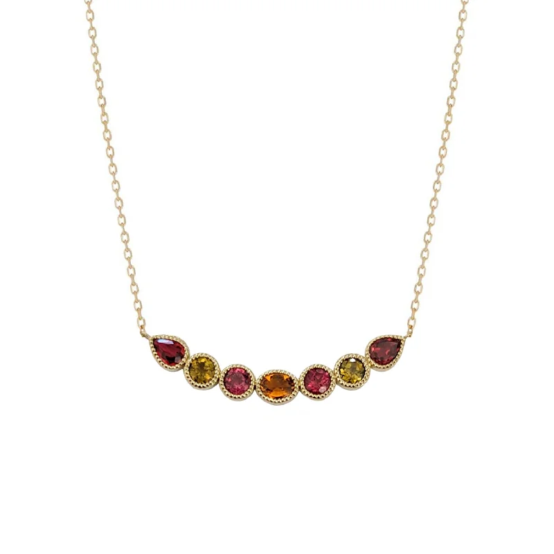 women’s vintage gemstone necklaces -Color Nova Curve Necklace Multicolour Tourmaline - 18k Gold