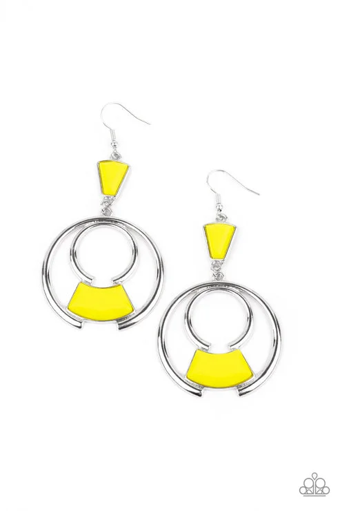 custom earrings for women -Deco Dancing Yellow Earring