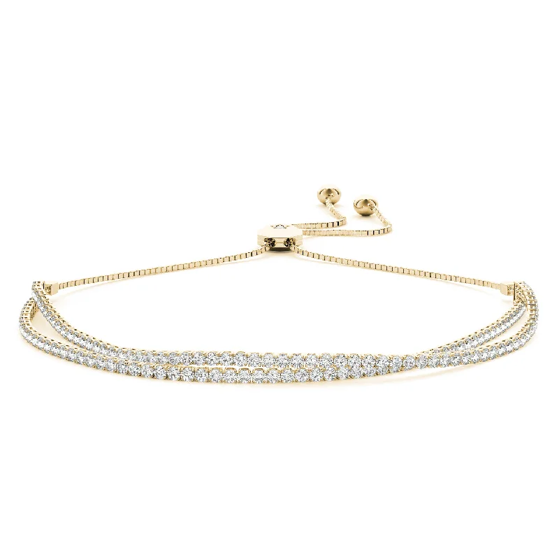 women’s matching bangles -18kt Yellow Gold Double Row Diamond Bolo Bracelet (2.50 ctw)