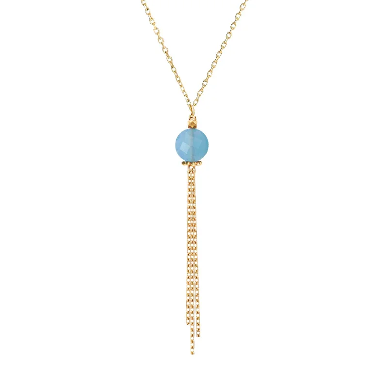 women’s birthstone pendant necklaces -Medusa Necklace Blue Quartz - 18k Gold