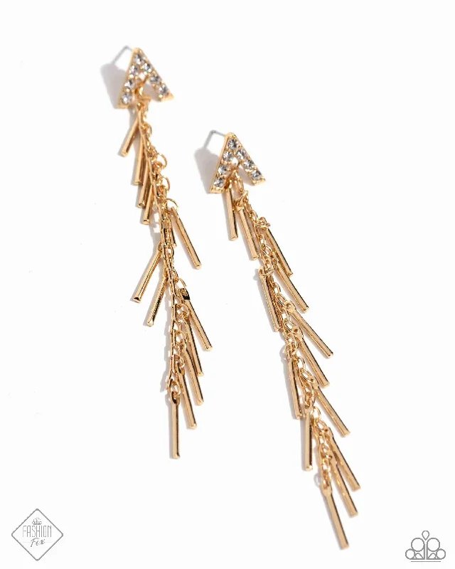 women’s art deco earrings -Linear Landmark - Gold