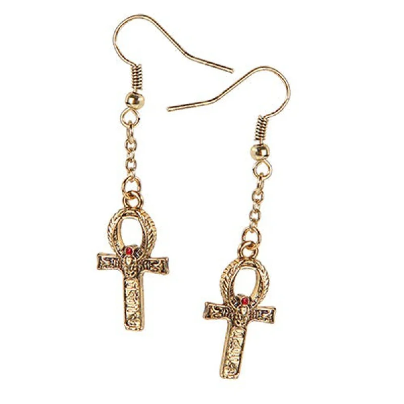 women’s gemstone earrings -Scarab Cross Earrings