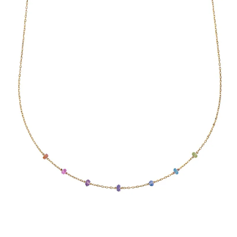 women’s minimalist necklaces -Rainbow Satellite Necklace - 18k Gold