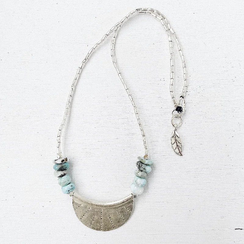 women’s bridal necklaces -LARIMAR CRESCENT MOON NECKLACE