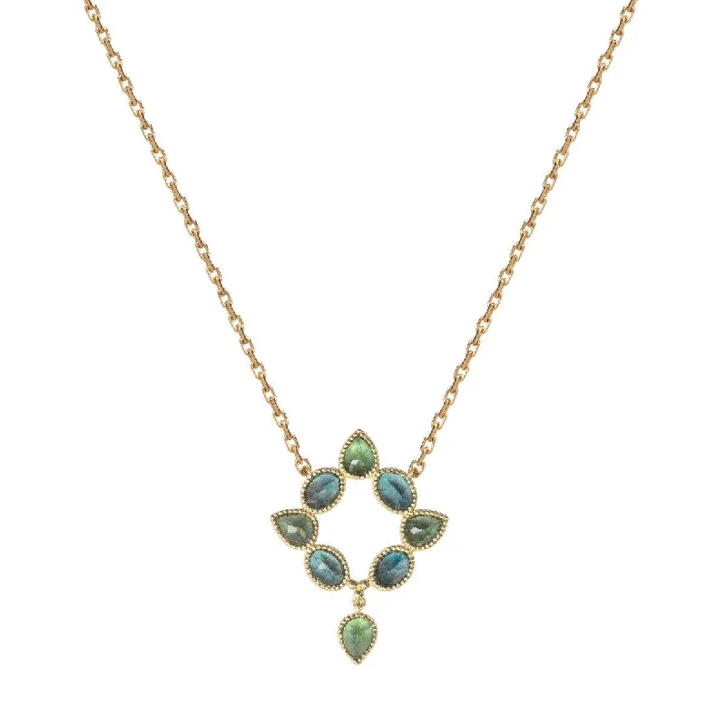 women’s simple chain necklaces -Color Nova Crown Necklace - 18k Gold Topaz and Tourmaline